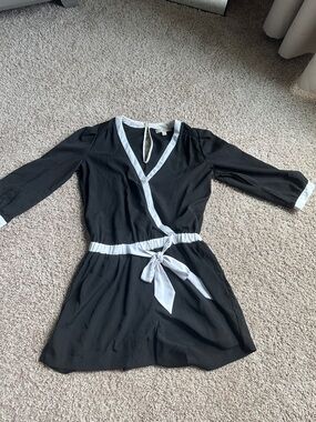 Gianni Bini black and white romper with tie waist